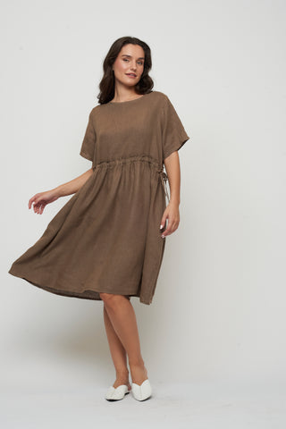 Pistache Linen Cinch Dress