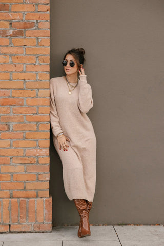 Smash & Tess Soft Love Midi Dress in Almond