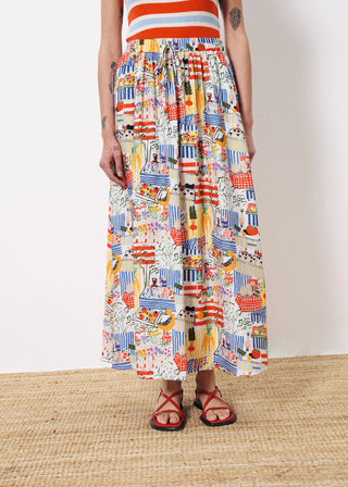 FRNCH Liliane Market Print Skirt