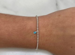 Sterling Bracelet with Blue Crystal Drop