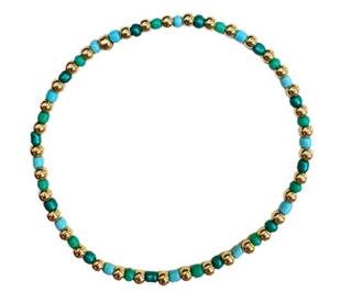14kt Gold Filled & Glass Bracelet in Blue Aqua