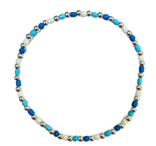 Sterling Silver & Glass Bracelet in Mellow Blue