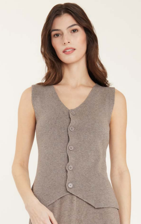 Pistache Knit Buttoned Vest