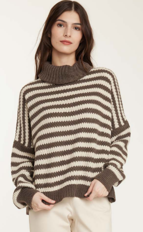 Pistache Striped Cowl Sweater