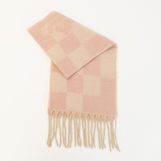 Lyla + Luxe Blush Check Giant Fluffy Scarf