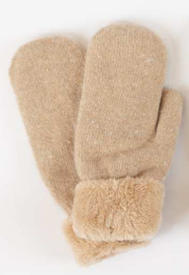 Lyla + Luxe Tan Sherpa Lined Mittens