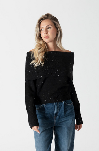 Lyla + Luxe Olivia Sparkle Off Shoulder Sweater