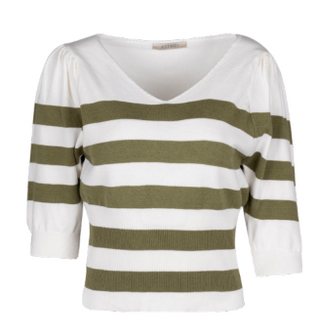 Astrid Journey Army Stripe V-neck Knit