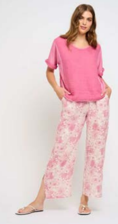 Pistache Split Leg Linen Pant