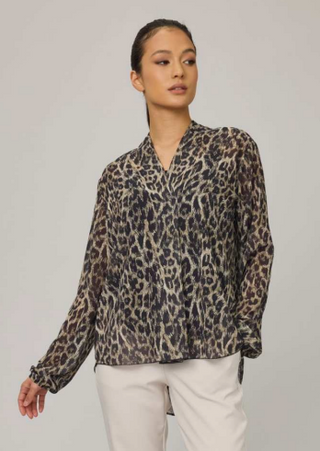 Pistache Georgette Leopard Blouse / Tank Set