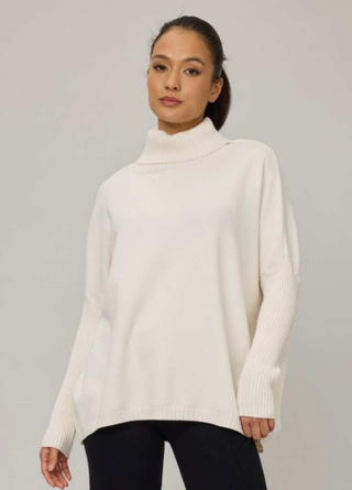 Pistache Slouchy Cream Turtleneck Knit