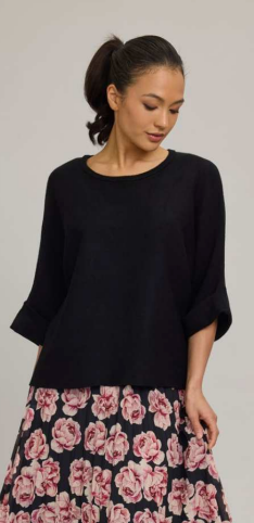 Pistache Drop Sleeve Sweatshirt in Black