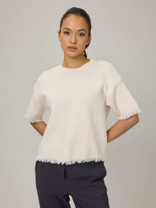 Pistache Fringe Crew Knit
