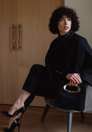 Mathilde Silver & Black Suede Handbag