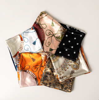 Lyla + Luxe Orange and Brown Square Silky Scarf