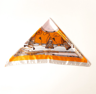 Lyla + Luxe Orange and Brown Square Silky Scarf