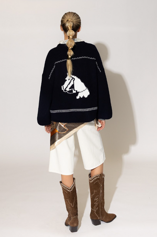 Lyla + Luxe Howdy Fair Isle Horse Print Open Cardi