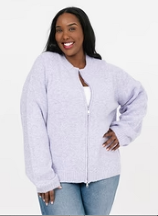 Smash & Tess Rory Zip Up Sweater in Wintry Lavender