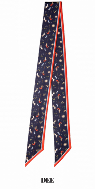 Palm Palm Twilly Slim Silk Scarf in Dee