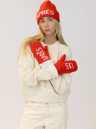 Lyla + Luxe Apres Ski Red Toque & Mitten Set