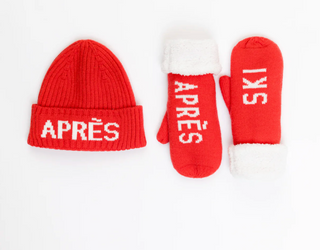 Lyla + Luxe Apres Ski Red Toque & Mitten Set