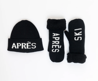 Lyla + Luxe Apres Black Ski Beanie & Mitten Set