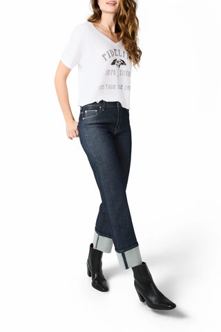 Fidelity Cali Cuff Straight Leg Jean in Oxford