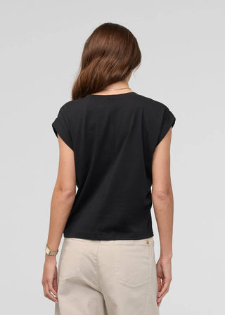 Duer Pima Cotton Black V-Neck Dolman Tee