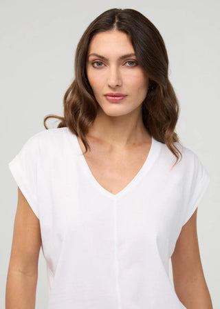 Duer Pima Cotton White V-Neck Dolman Tee