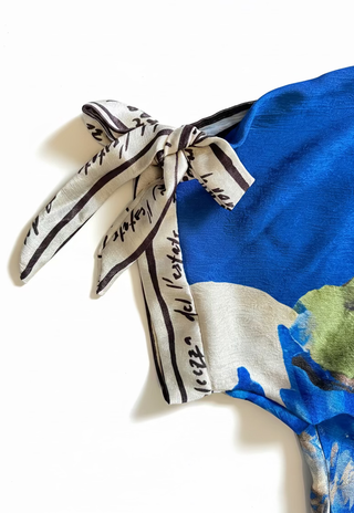 Take me to Italy Blue Amalfi Tie-Sleeve Top