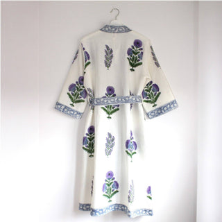 Aakriti Hand Printed Waffle Robe in Violet