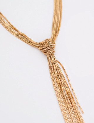 Hoopla Style Gold Chain Tie Necklace