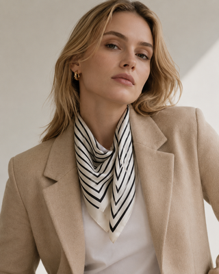 Lady June Striped Mulberry Silk Scarf