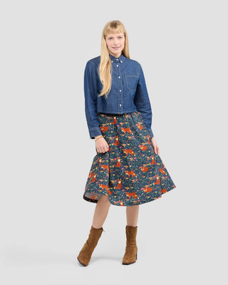 Poplin & Co. Forest Fox Midi Skirt