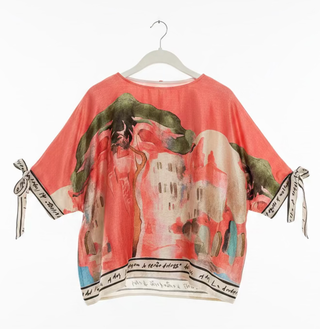 Take me to Italy Coral Amalfi Tie-Sleeve Top