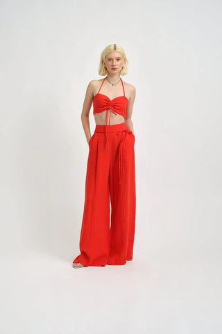 Eliza Faulkner Romy Red Linen Pant