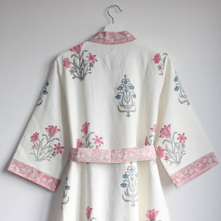 Aakriti Hand Printed Waffle Robe in Pink