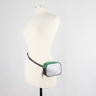 Bella Italian Leather 3 Way Bag in Emerald & Silver