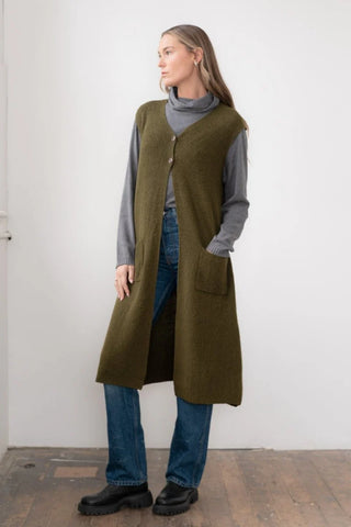 Echo Verde Duster Vest in Loden Green