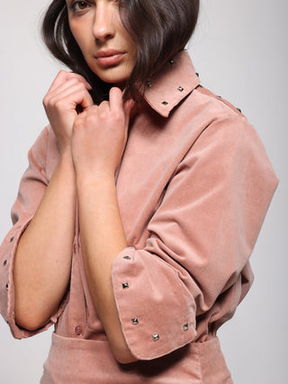 Lele de Baltzac Bonnie Studded Shirt in Blush