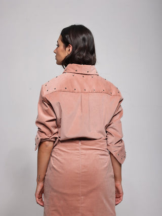 Lele de Baltzac Bonnie Studded Shirt in Blush
