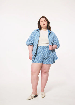 Hilary MacMillan Denim Lace Trouser Shorts