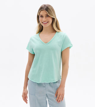Hatley Sadie V-neck Tee in Sea Glass