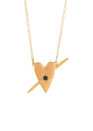 Celeste Gold & Onyx Heart Necklace