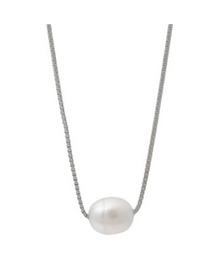 Heather Floating Pearl Silver Necklace