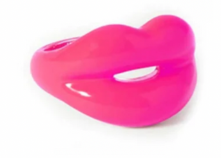 Pucker Up Hot Pink Enamel Ring